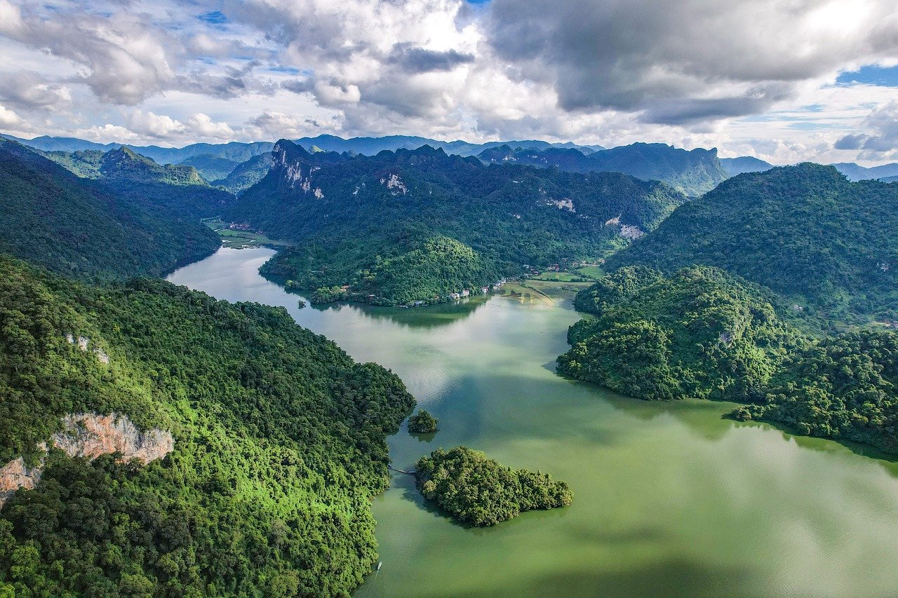 lake, mountains, forest